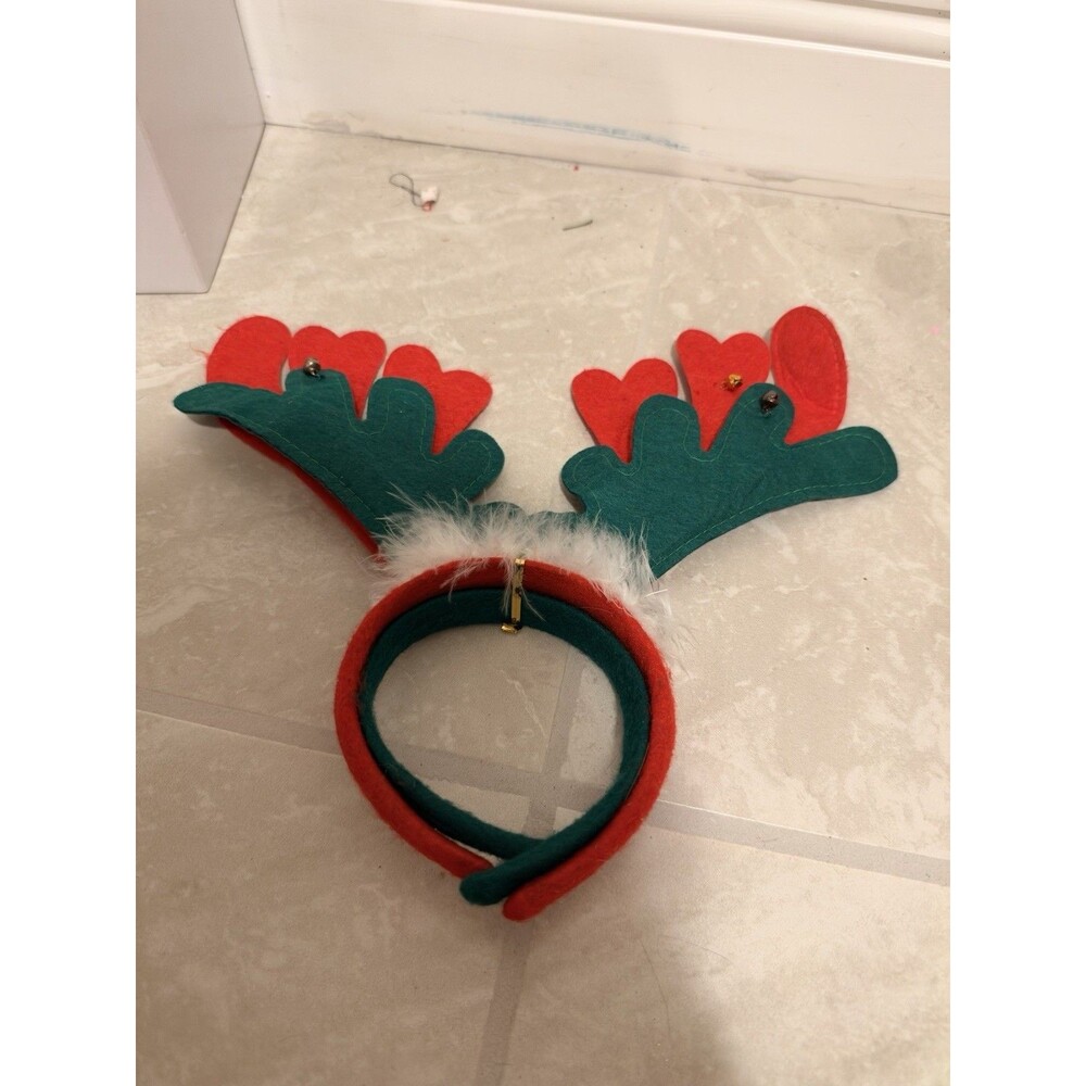 Lot Of 2 Reindeer Antlers With Bells Christmas Holiday Headband